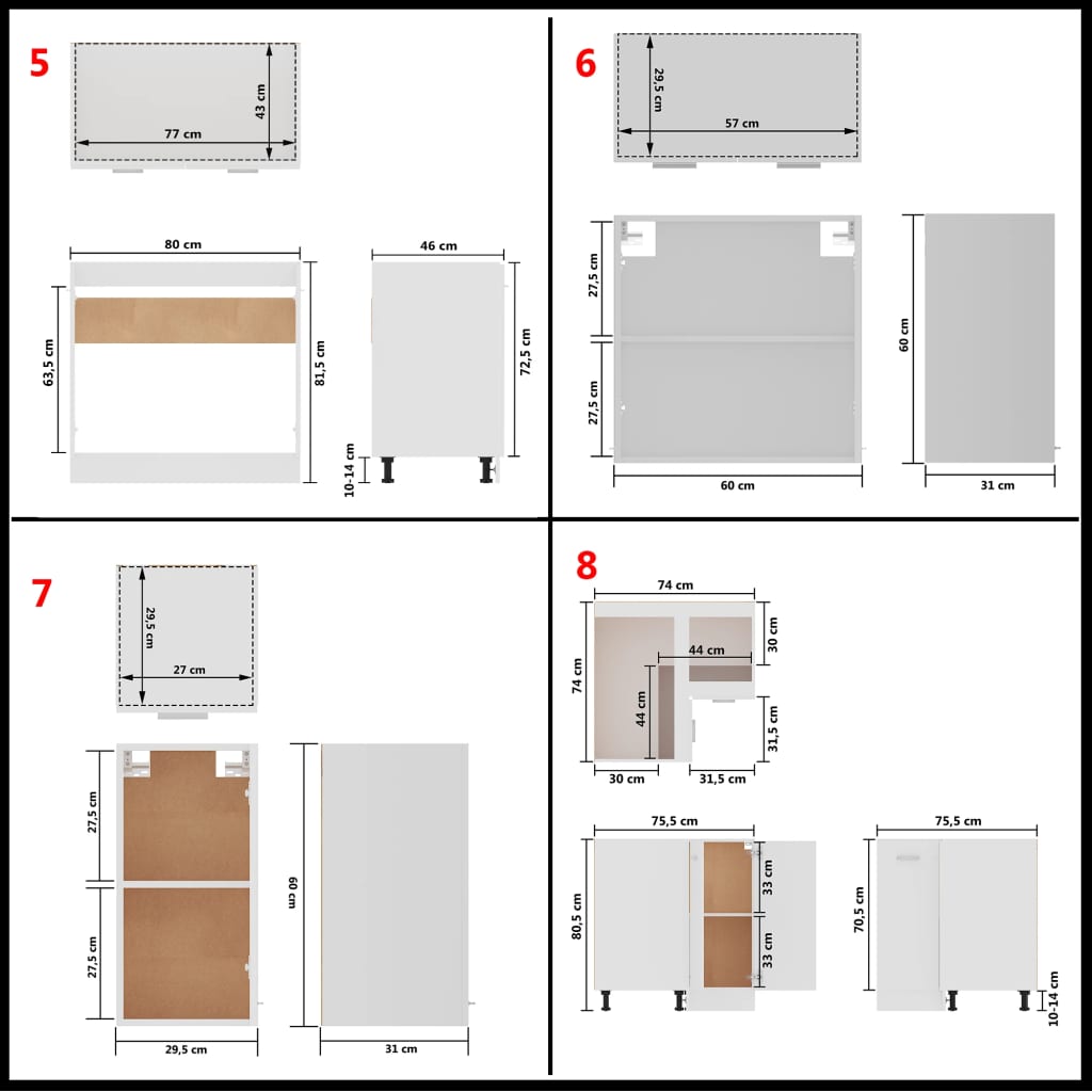 vidaXL 11 Piece Kitchen Cabinet Set White Engineered Wood