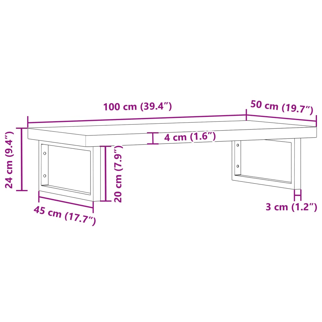 vidaXL Basin Shelf Wall Mounted Steel and Solid Wood Beech