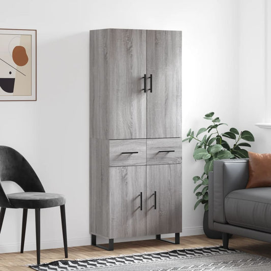 vidaXL Highboard Grey Sonoma 69.5x34x180 cm Engineered Wood