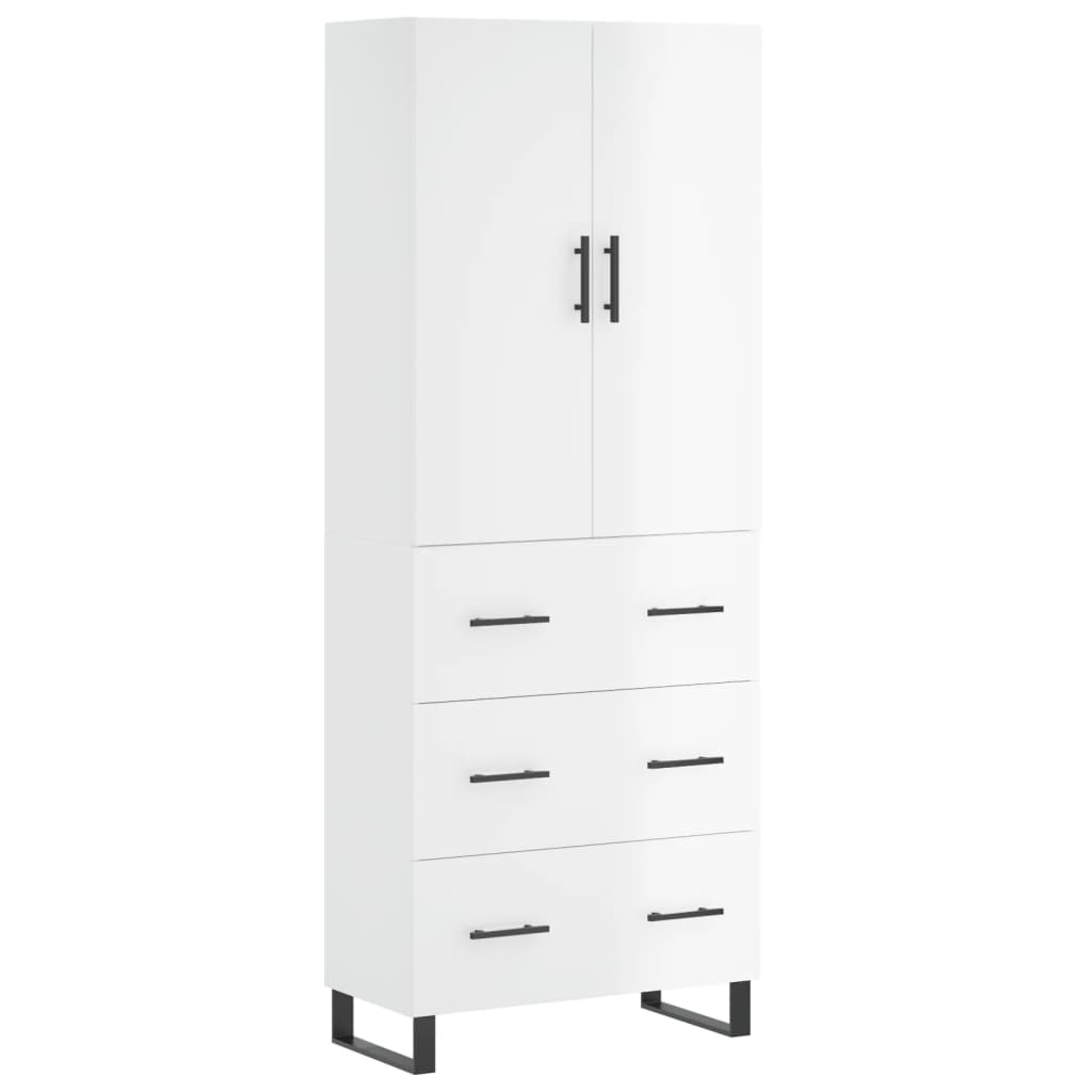 vidaXL Highboard High Gloss White 69.5x34x180 cm Engineered Wood