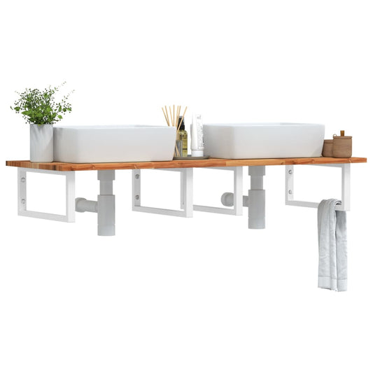 vidaXL Basin Shelf Wall Mounted Steel and Solid Wood Acacia