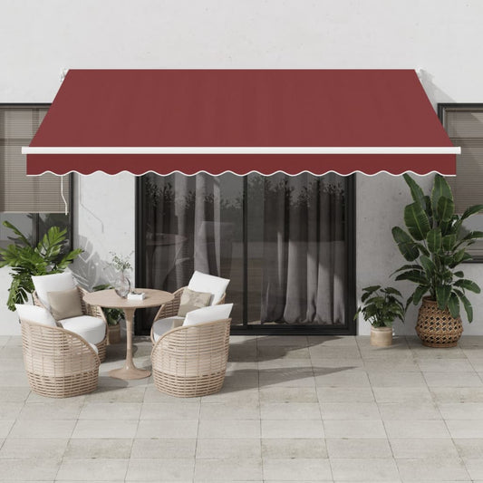 vidaXL Manual Retractable Awning Burgundy 400x300 cm