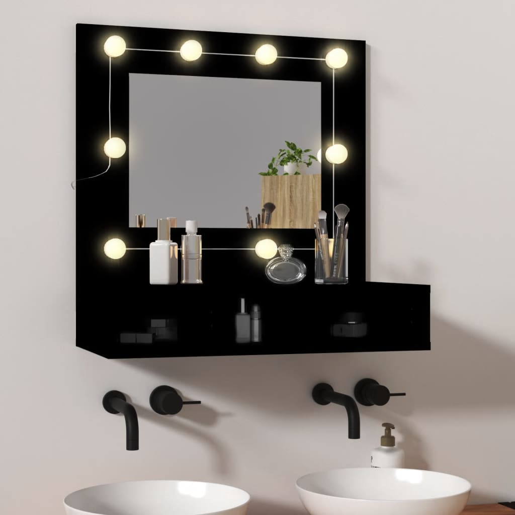 vidaXL Mirror Cabinet with LED Sonoma Oak 60x31.5x62 cm