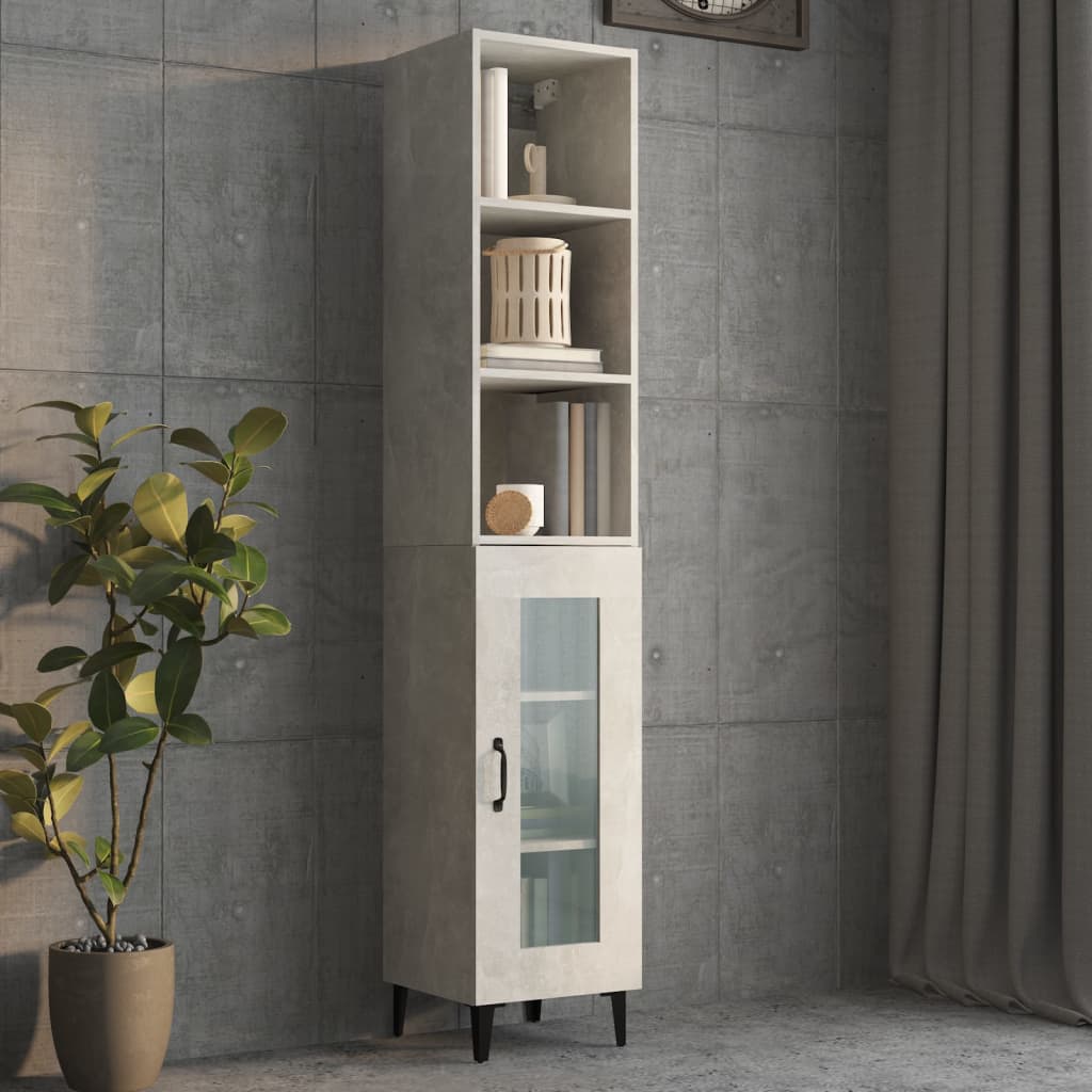 vidaXL Wall Cabinet Concrete Grey 34.5x32.5x90 cm Engineered Wood