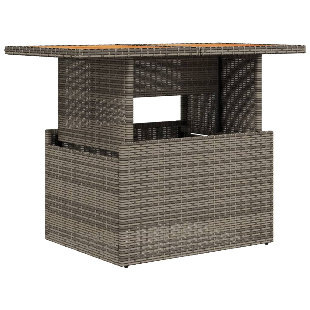 vidaXL Garden Table Grey 100x55x73 cm Poly Rattan and Acacia Wood