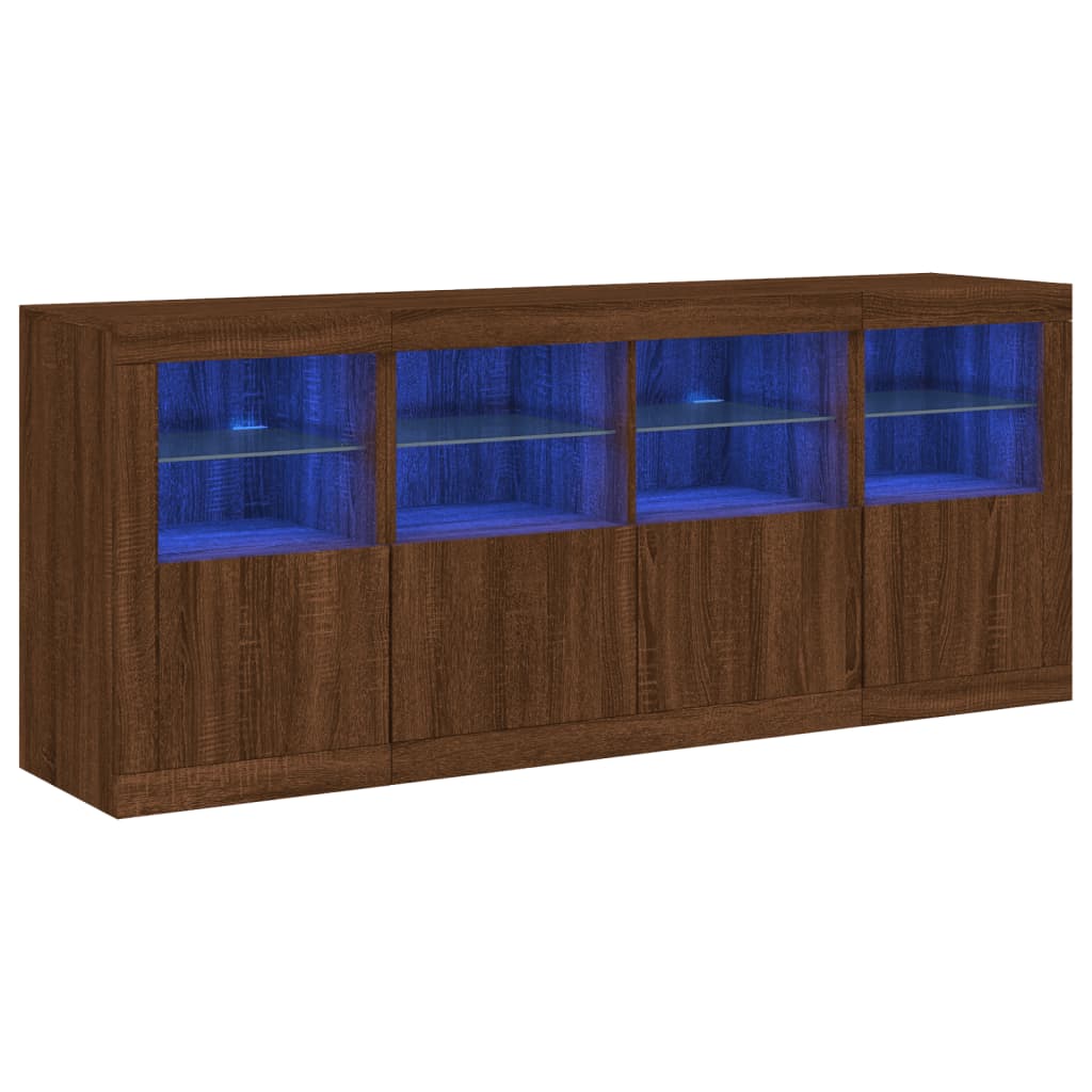 vidaXL Sideboard with LED Lights Brown Oak 163x37x67 cm