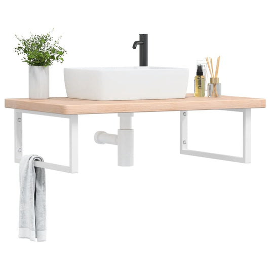 vidaXL Basin Shelf Wall Mounted Steel and Solid Wood Oak