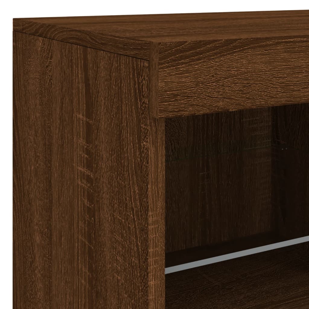 vidaXL Sideboard with LED Lights Brown Oak 163x37x67 cm