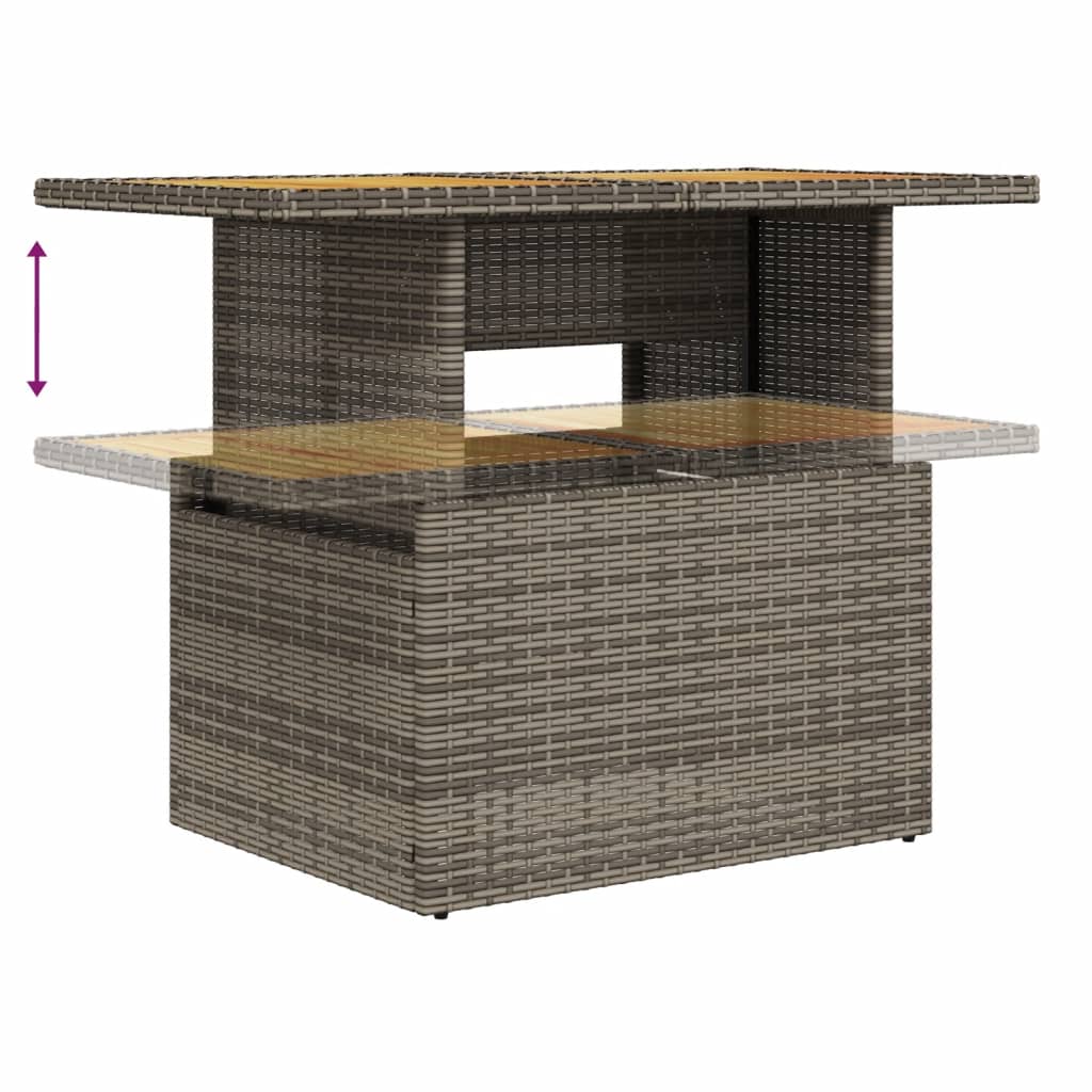 vidaXL Garden Table Grey 100x55x73 cm Poly Rattan and Acacia Wood