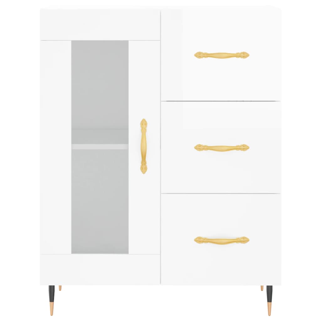 vidaXL Highboard High Gloss White 69.5x34x180 cm Engineered Wood