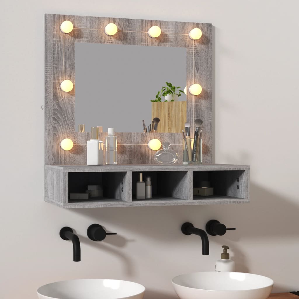 vidaXL Mirror Cabinet with LED Sonoma Oak 60x31.5x62 cm