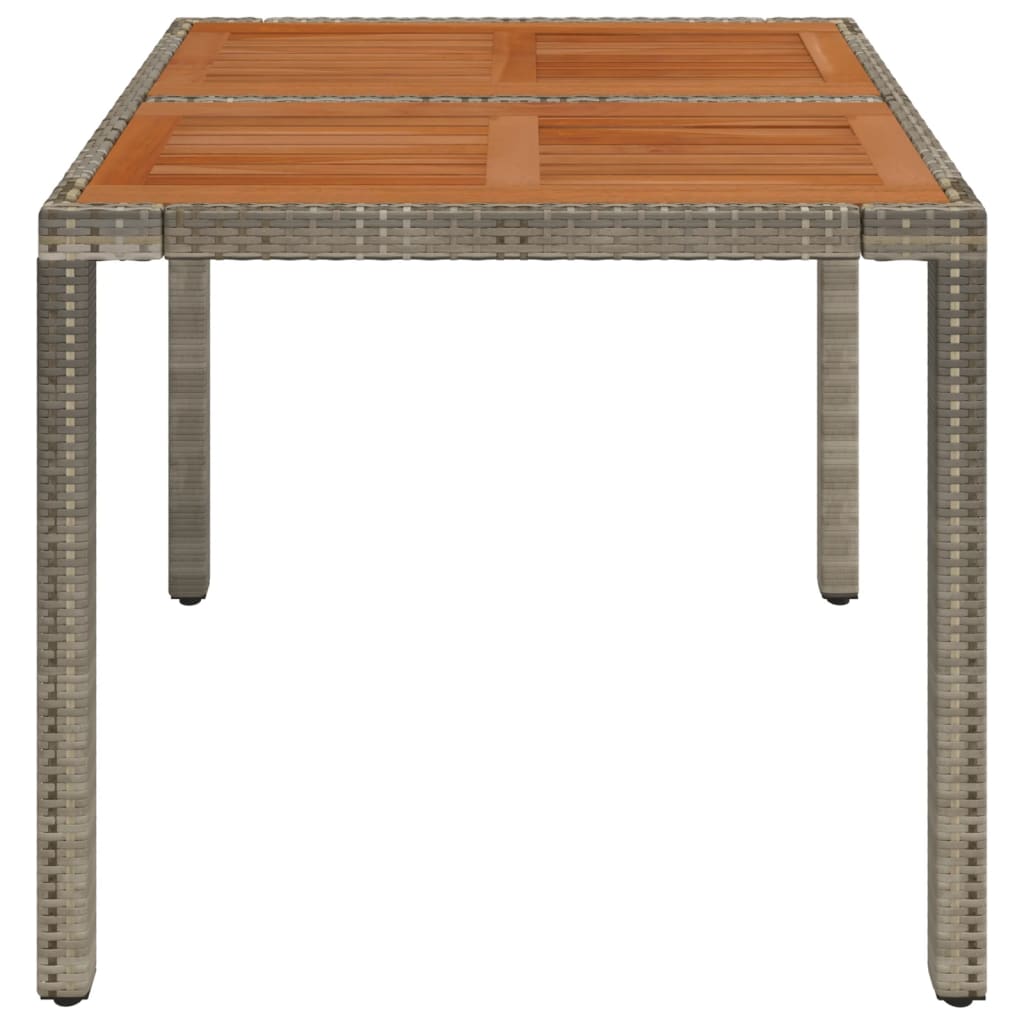 vidaXL Garden Table with Wooden Top Grey 90x90x75 cm Poly Rattan