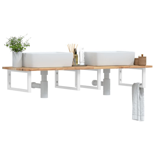 vidaXL Basin Shelf Wall Mounted Steel and Solid Wood Acacia