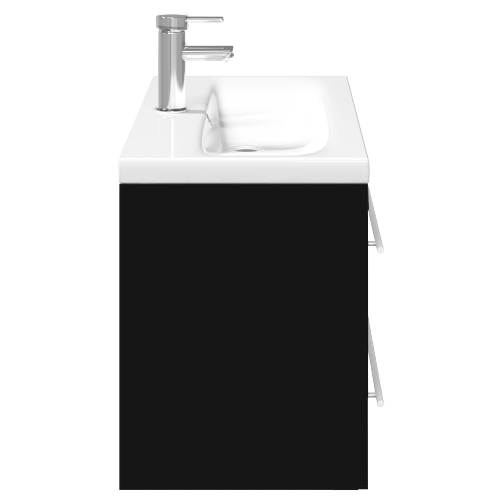 vidaXL Bathroom Sink Cabinet with Built-in Basin Black