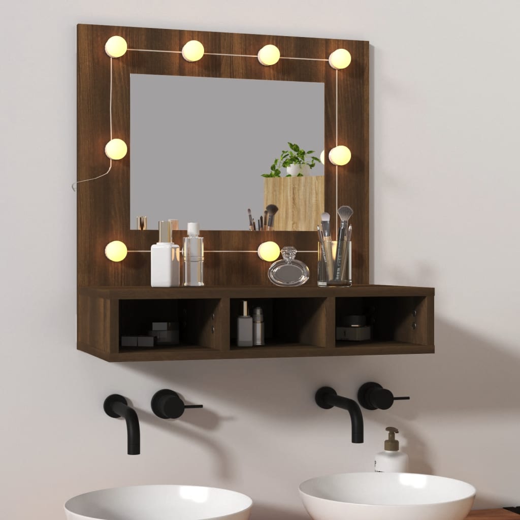 vidaXL Mirror Cabinet with LED Sonoma Oak 60x31.5x62 cm