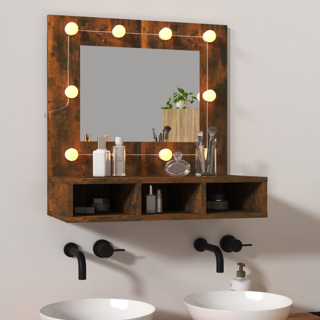 vidaXL Mirror Cabinet with LED Sonoma Oak 60x31.5x62 cm