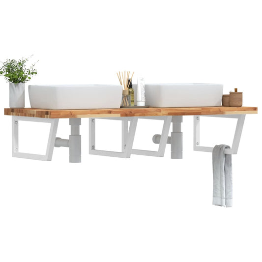 vidaXL Basin Shelf Wall Mounted Steel and Solid Wood Acacia