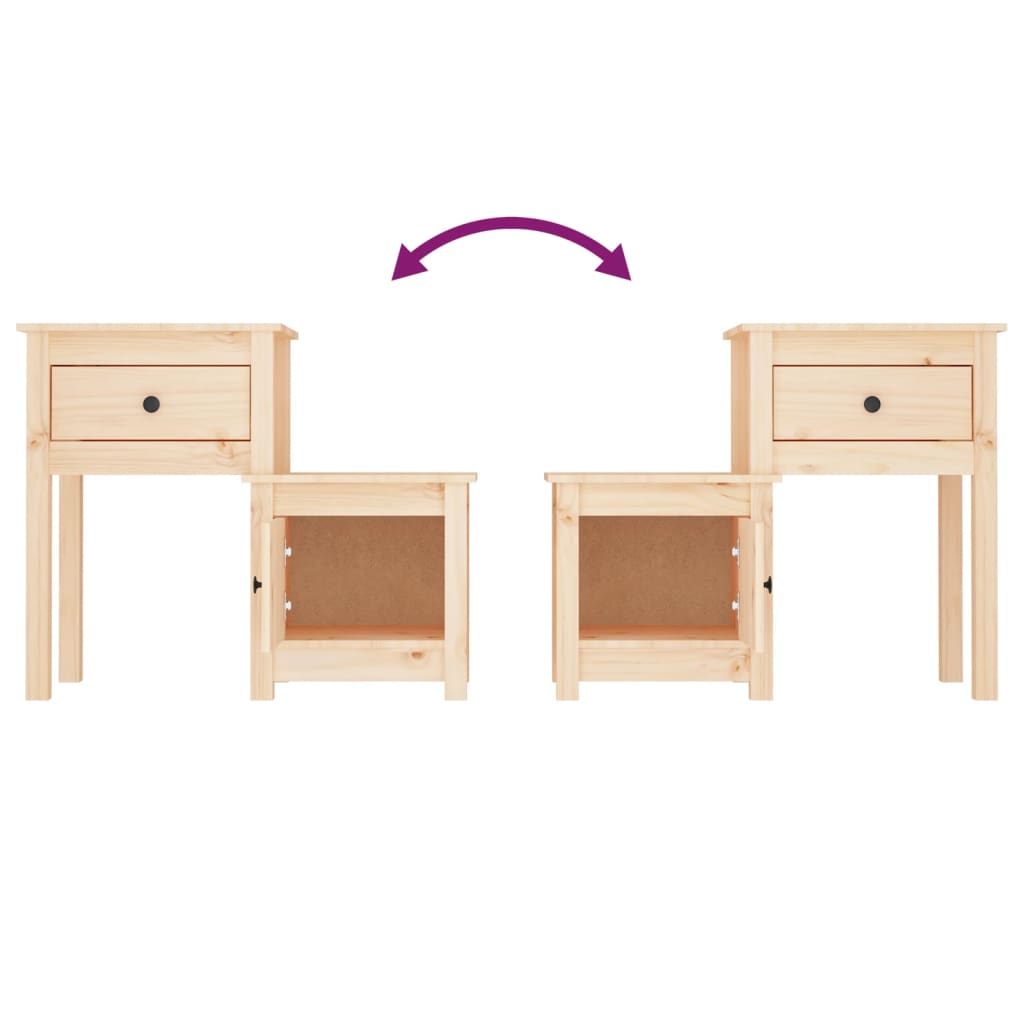 vidaXL Bedside Cabinet 2 pcs 79.5x38x65.5 cm Solid Wood Pine