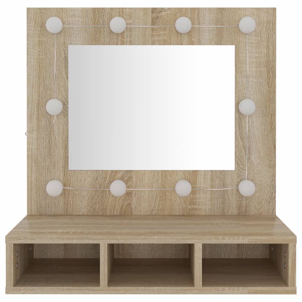 vidaXL Mirror Cabinet with LED Sonoma Oak 60x31.5x62 cm