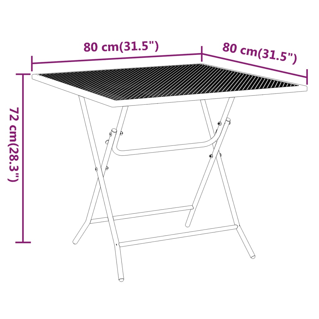 vidaXL Garden Table 80x80x72 cm Expanded Metal Mesh Anthracite