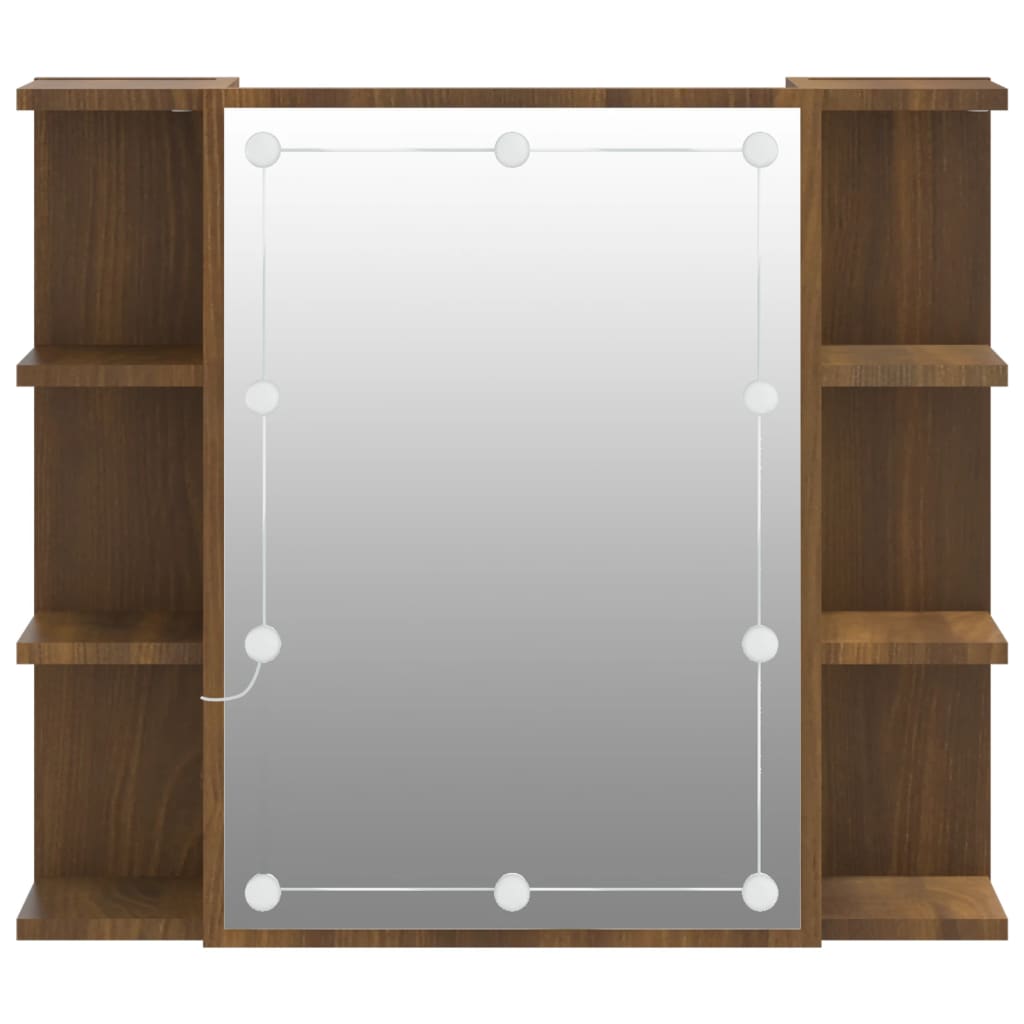 vidaXL Mirror Cabinet with LED Brown Oak 70x16.5x60 cm