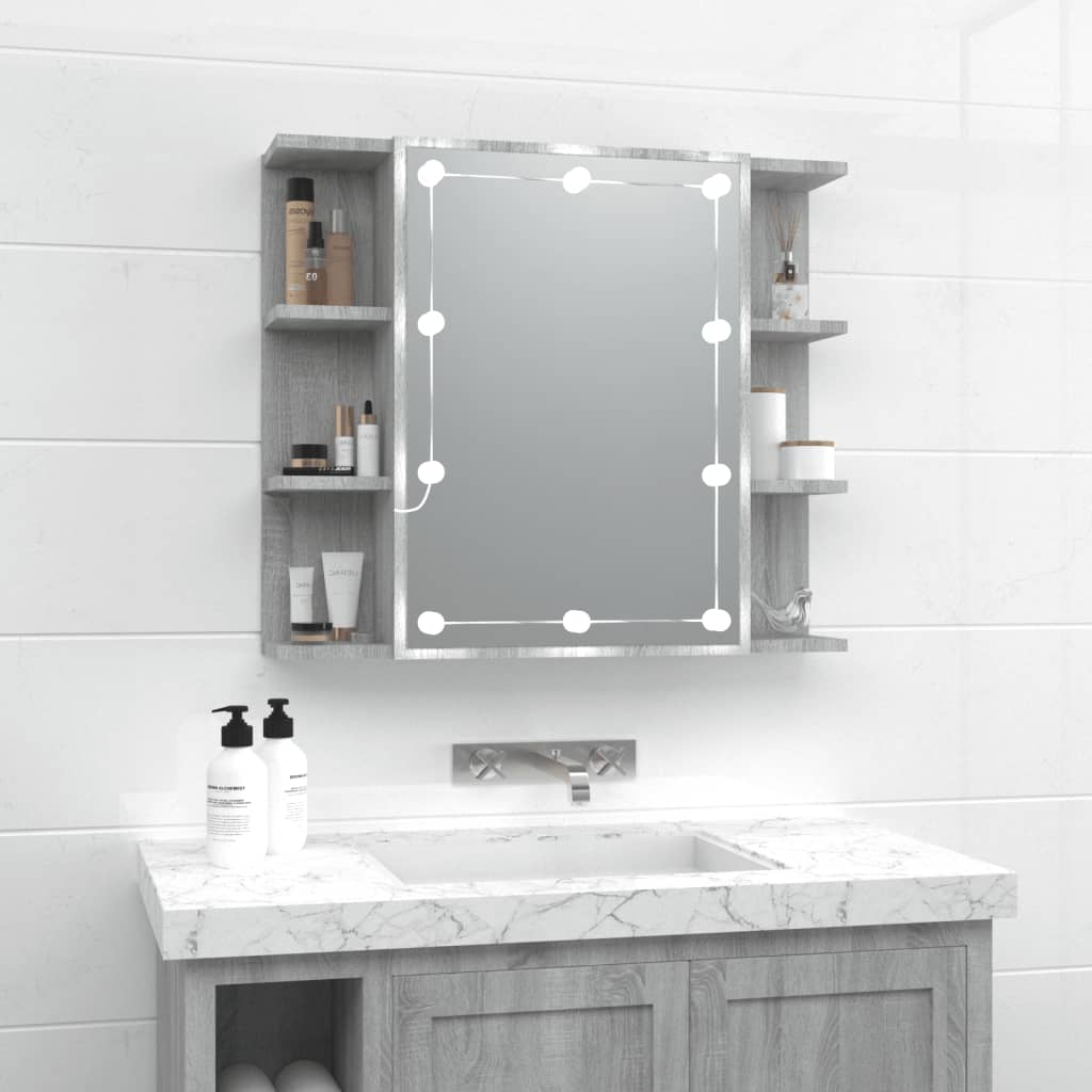 vidaXL Mirror Cabinet with LED Brown Oak 70x16.5x60 cm