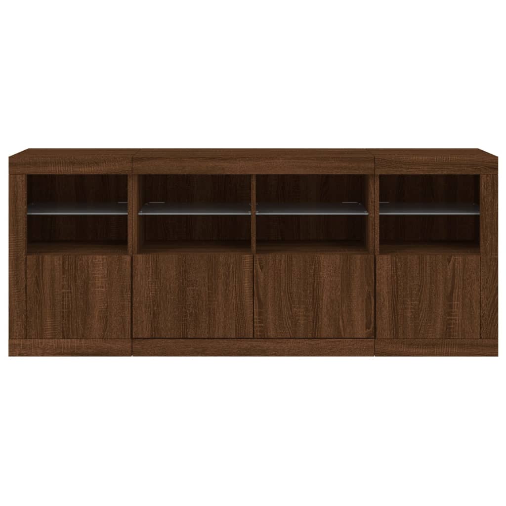 vidaXL Sideboard with LED Lights Brown Oak 163x37x67 cm