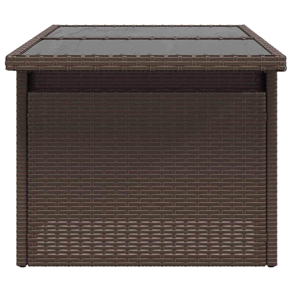 vidaXL Garden Table with Glass Top Brown 100x55x73 cm Poly Rattan