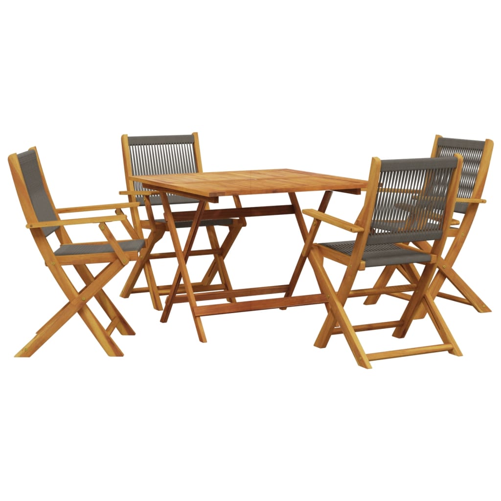 vidaXL 5 Piece Garden Dining Set Grey Polypropylene and Solid Wood