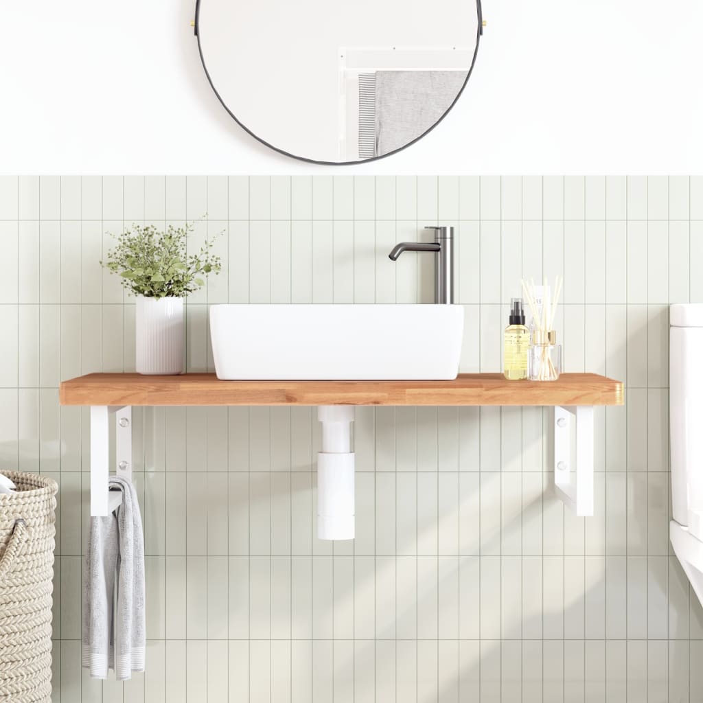 vidaXL Basin Shelf Wall Mounted Steel and Solid Wood Beech