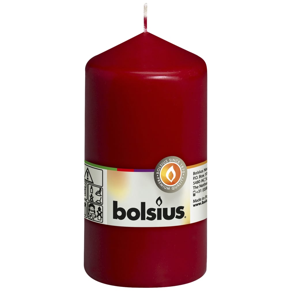 Bolsius Pillar Candles 8 pcs 130x68 mm Wine Red