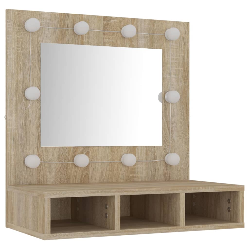 vidaXL Mirror Cabinet with LED Sonoma Oak 60x31.5x62 cm