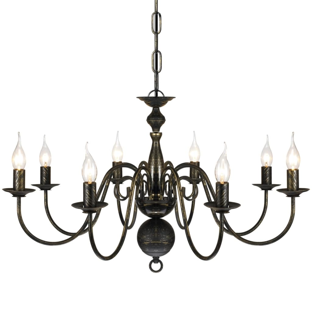 Antique Black Metal Chandelier 8 x E14 Bulbs at Willow and Wine