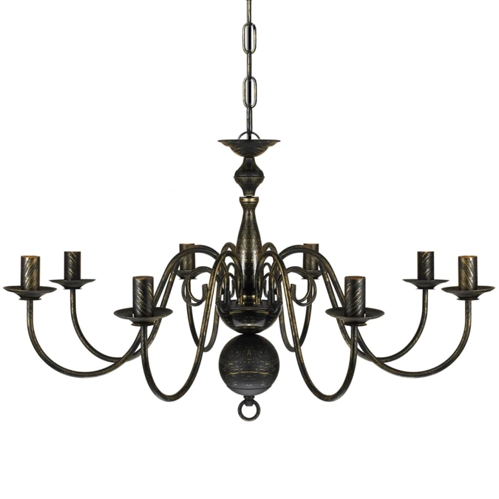 Antique Black Metal Chandelier 8 x E14 Bulbs at Willow and Wine