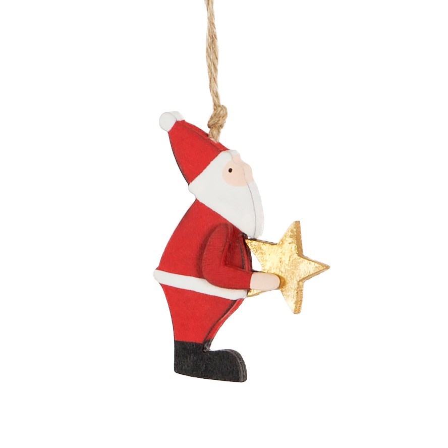 santa-holding-star-wooden-hanging-decorationat Willow and Wine!