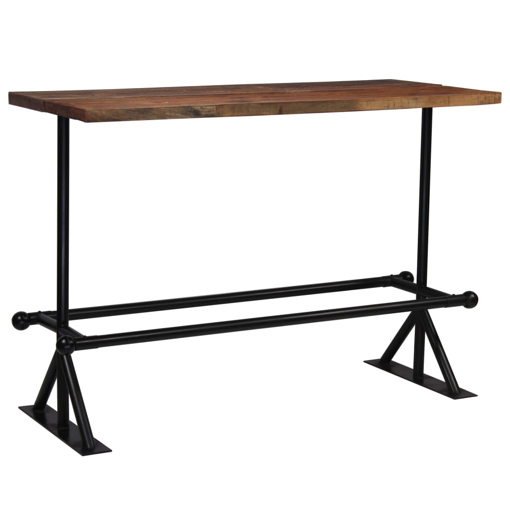 Bar Table Solid Reclaimed Wood Dark Brown 150x70x107 cm at Willow and Wine