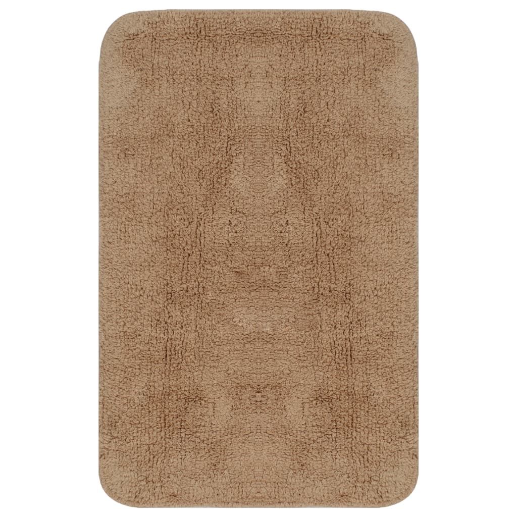 Bathroom Mat Set 2 Pieces Fabric Beige at Willow and Wine