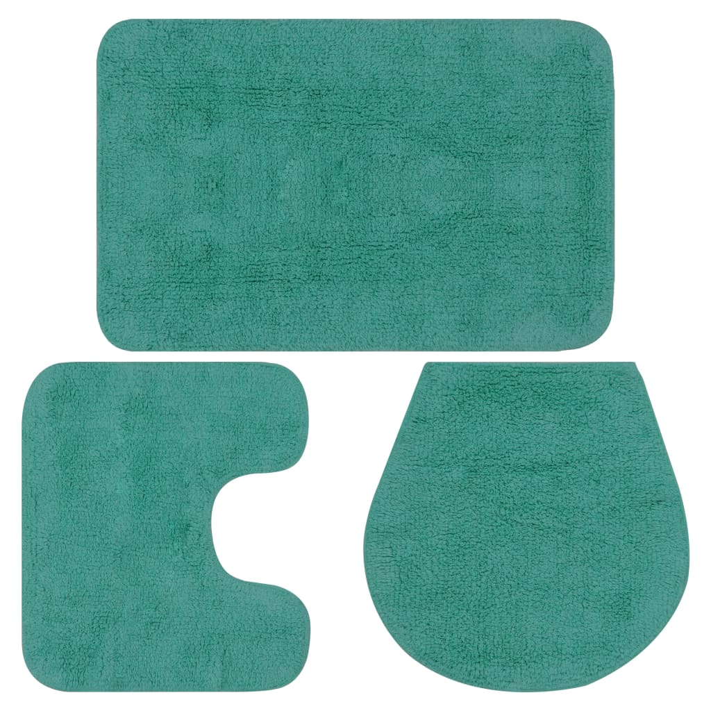 Bathroom Mat Set 3 Pieces Fabric Green at Willow and Wine