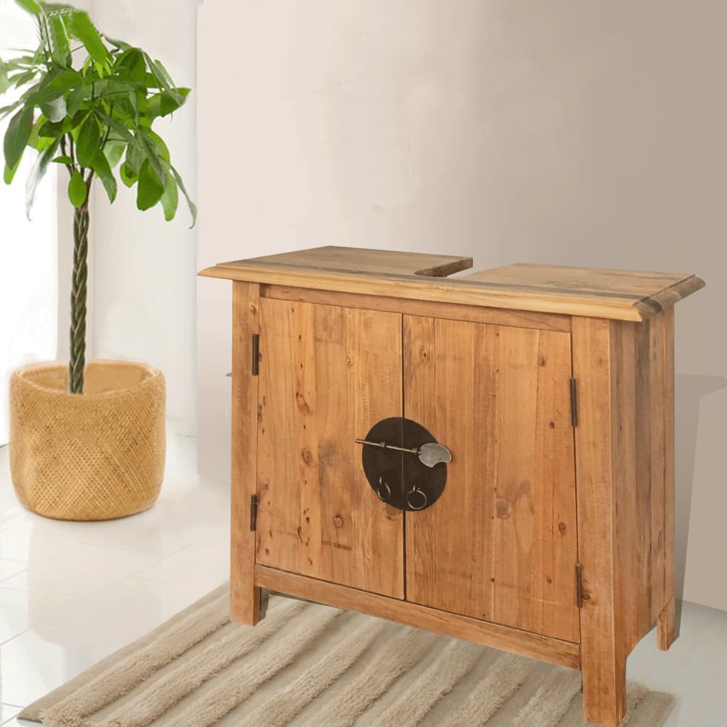 Bathroom Vanity Cabinet Solid Pinewood 70x32x63 cm Willow and Wine