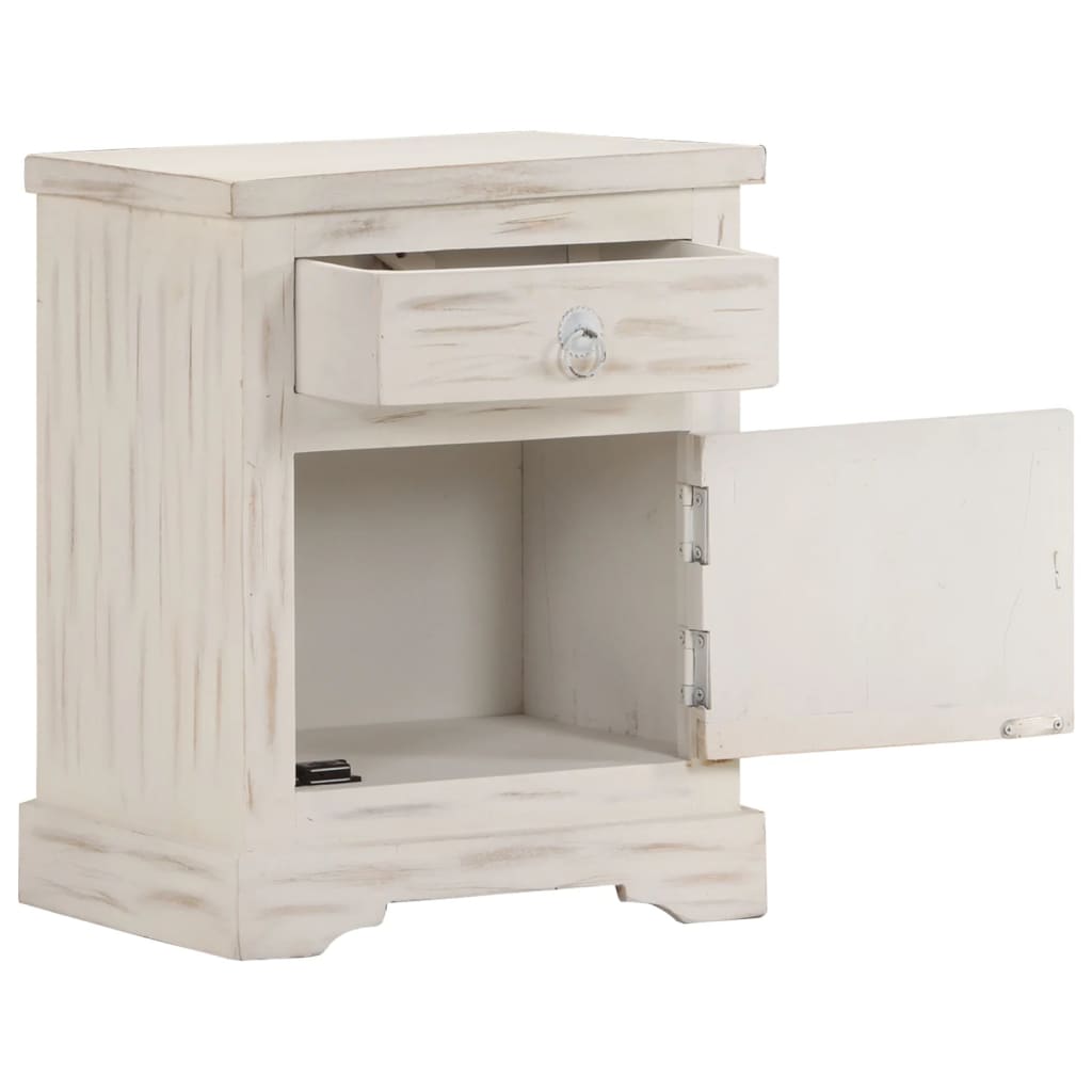 Bedside Cabinet White 40x30x50 cm Solid Mango Wood at Willow and Wine