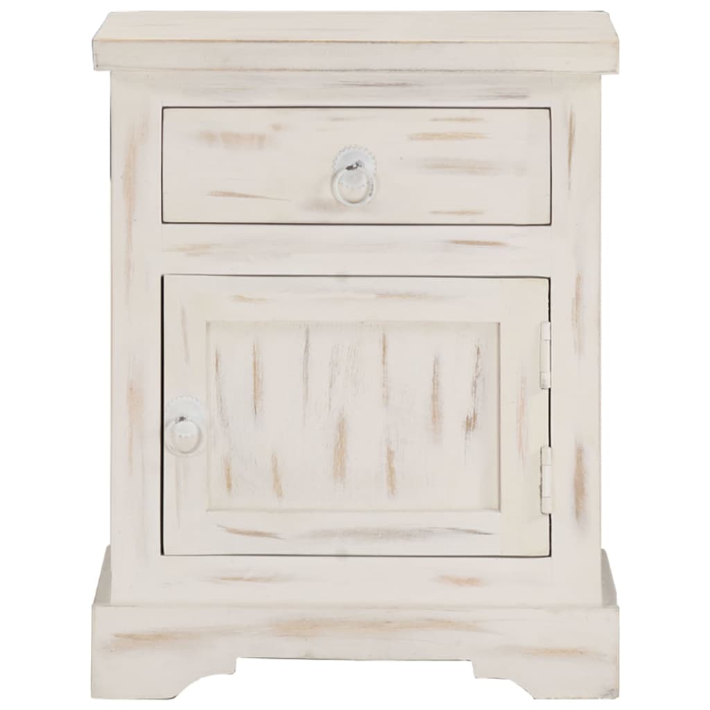 Bedside Cabinet White 40x30x50 cm Solid Mango Wood at Willow and Wine