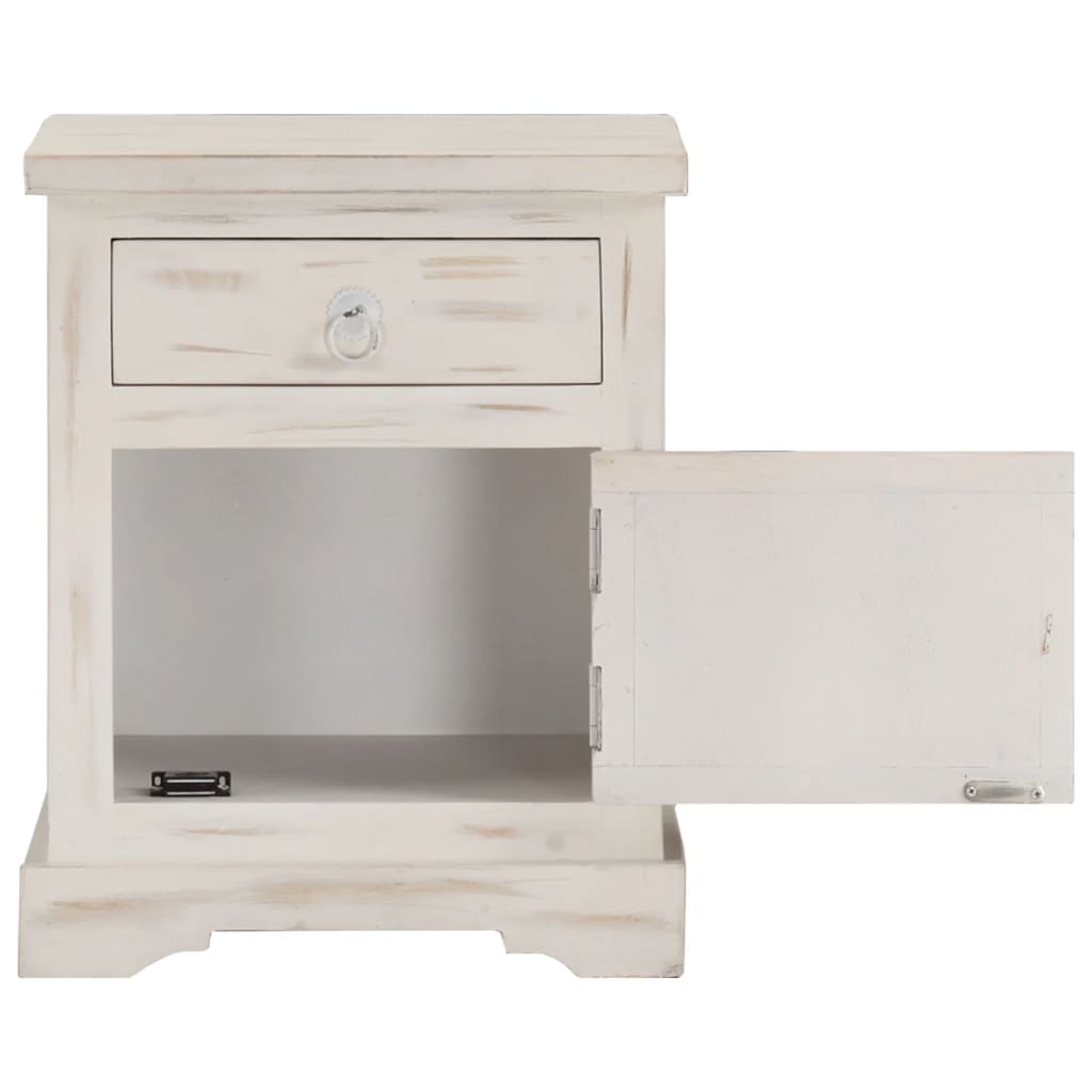 Bedside Cabinet White 40x30x50 cm Solid Mango Wood at Willow and Wine