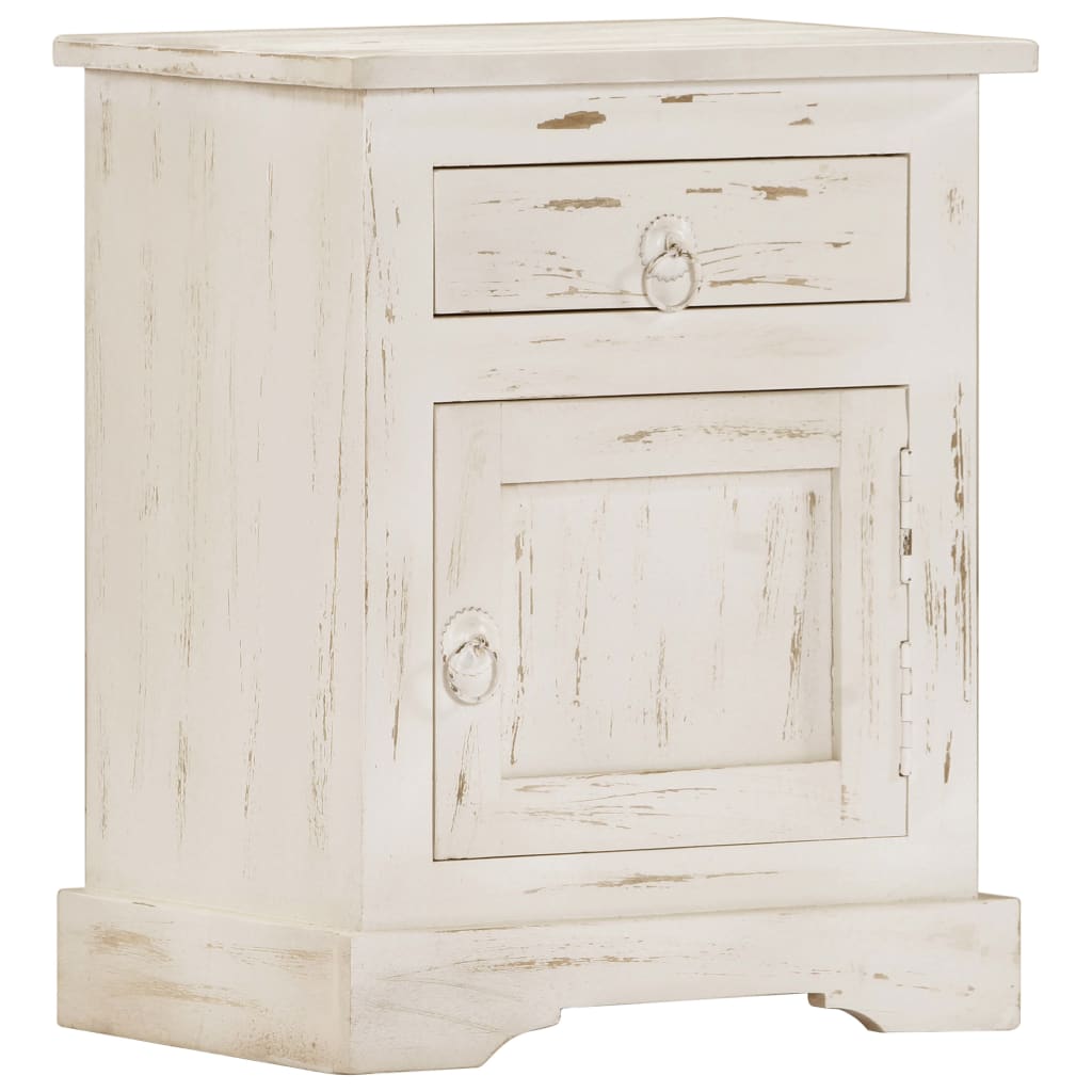 Bedside Cabinet White 40x30x50 cm Solid Mango Wood at Willow and Wine