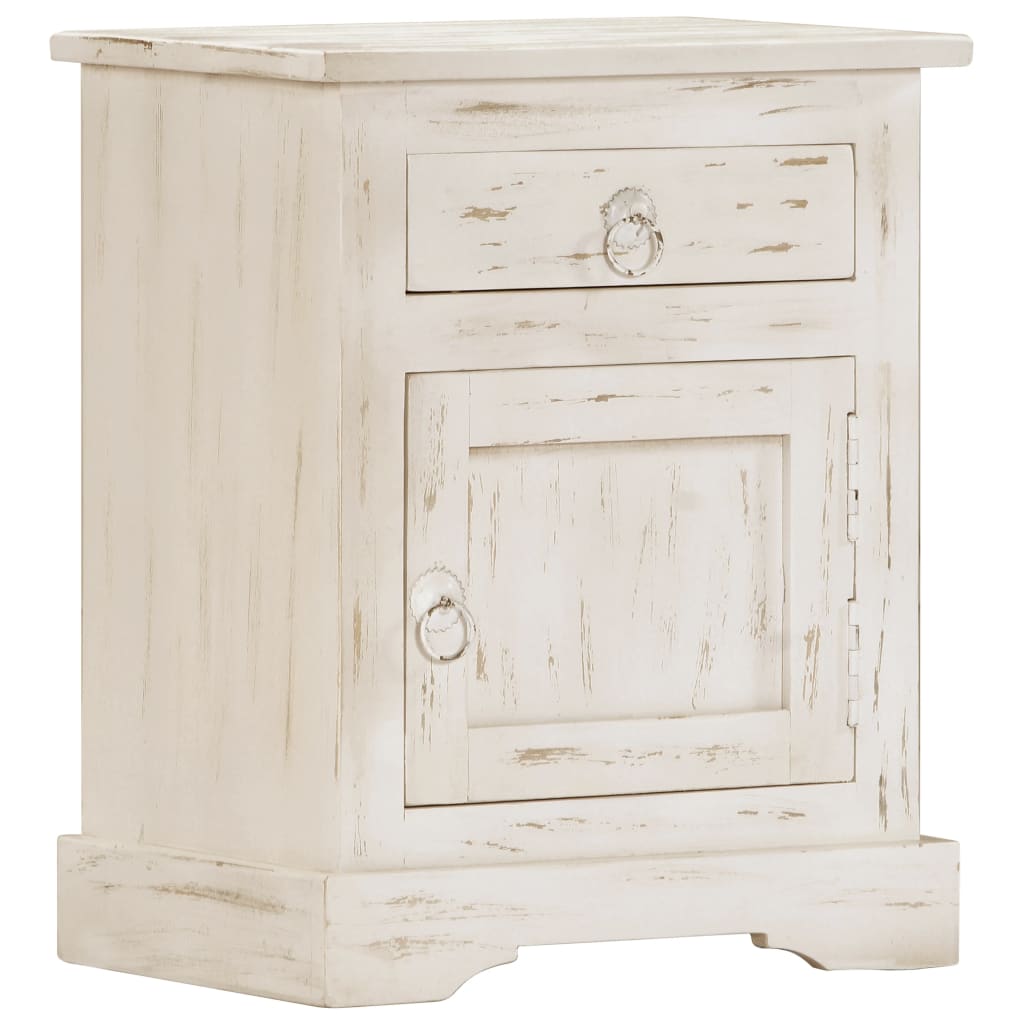 Bedside Cabinet White 40x30x50 cm Solid Mango Wood at Willow and Wine