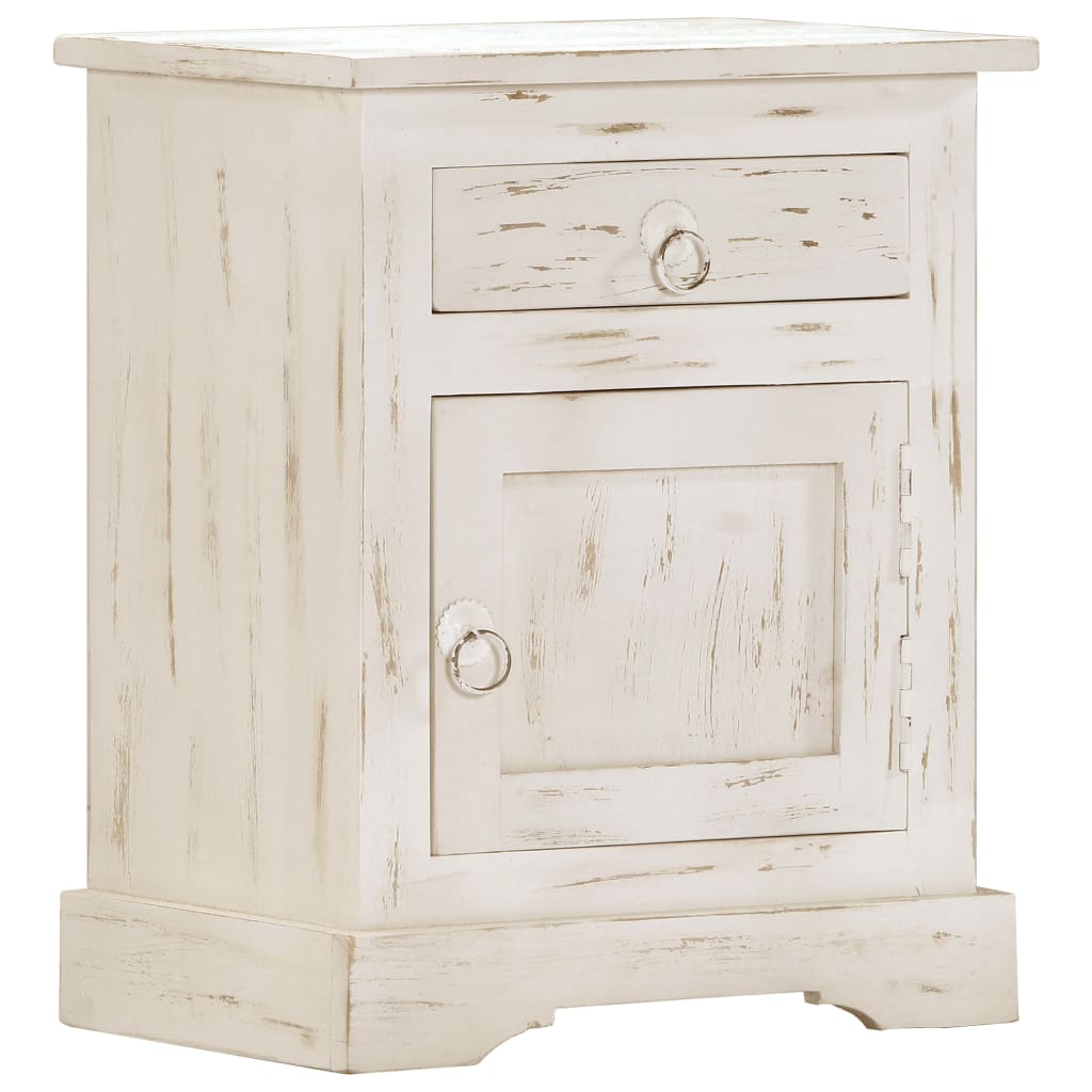 Bedside Cabinet White 40x30x50 cm Solid Mango Wood at Willow and Wine