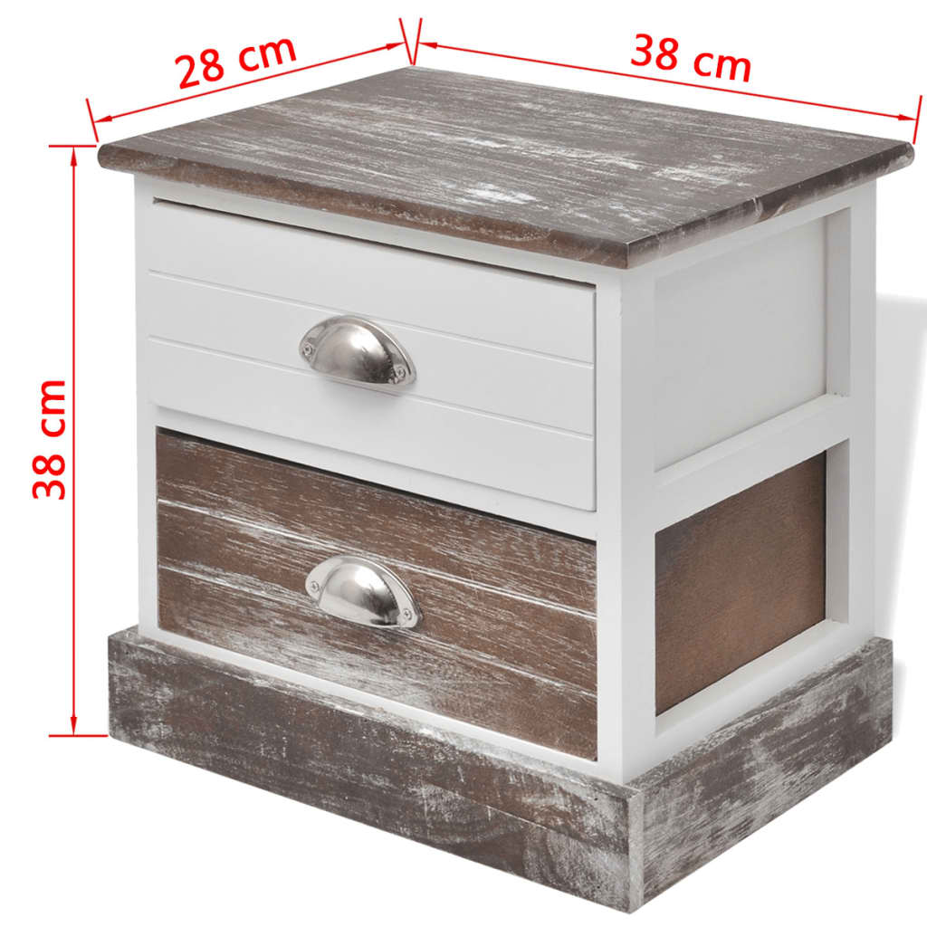 Bedside Cabinets 2 pcs Brown and White at Willow and Wine