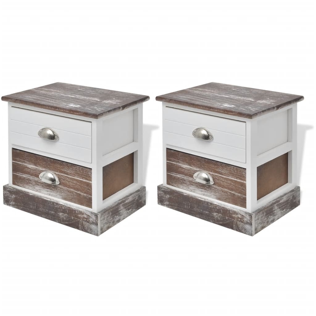 Bedside Cabinets 2 pcs Brown and White at Willow and Wine