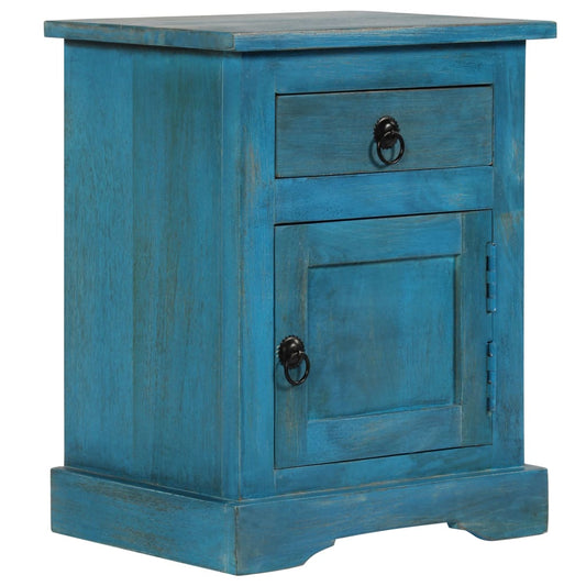 Bedside Table Solid Mango Wood 40x30x50 cm Blue Willow and Wine