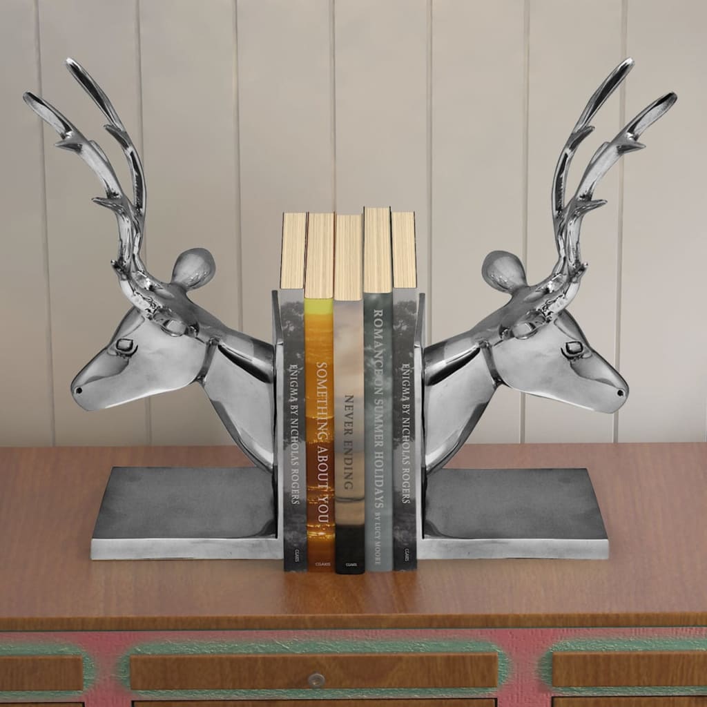 Bookends Deer 2 pcs Aluminium Silver Willow and Wine