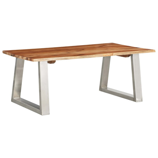 Coffee Table 100x60x40 cm Solid Acacia Wood and Stainless Steel at Willow and Wine